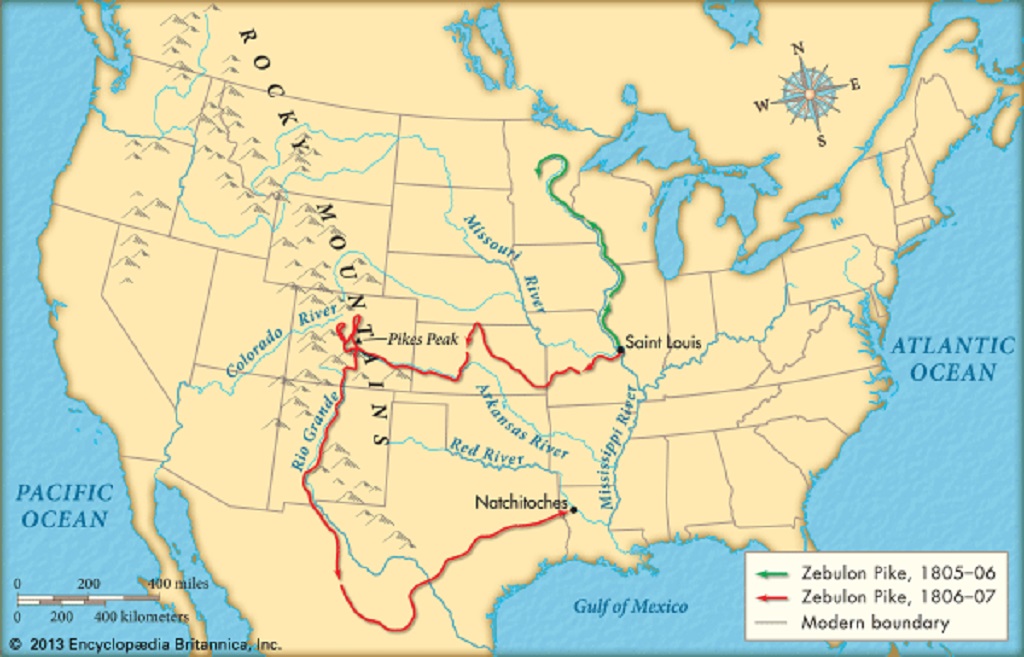 Map of Pike’s Journey – US Represented